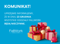 23 grudnia wszystkie biura FallWork będą nieczynne.